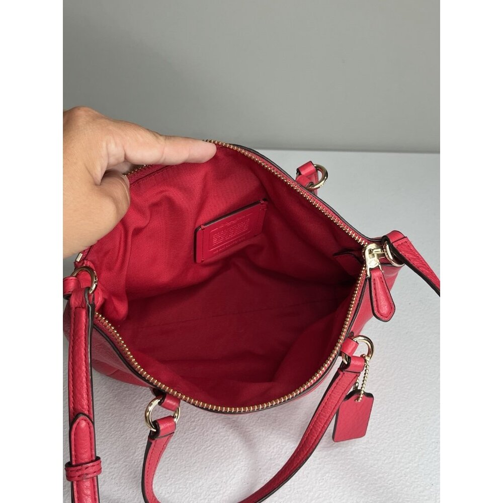 COACH Kelsey‎ Mini Crossbody Satchel Bag Fuchsia Pink Pebbled Leather 57563 - Picture 8 of 11